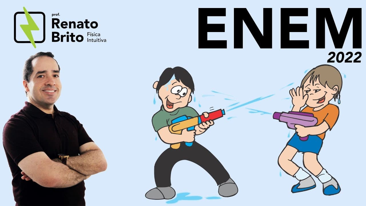 Thumbnail: ENEM 2022 | Física | Em um dia de calor intenso, dois colegas estão a brincar com a água