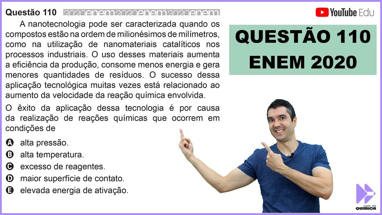 Thumbnail: QUÍMICA ENEM 2020! "A nanotecnologia pode ser caracterizada quando os compostos estão na ordem..."