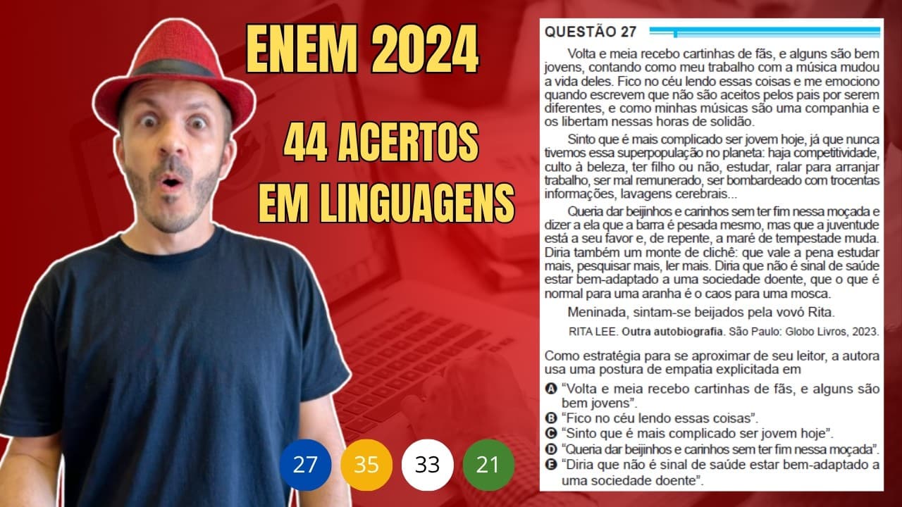 Thumbnail: ENEM 2024: Volta e meia recebo cartinhas de fãs, e alguns são bem jovens