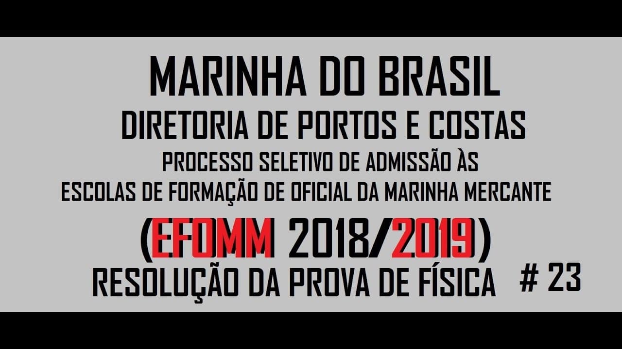 Thumbnail: Resolução da prova de FÍSICA – EFOMM– 2019 – Questão:23.