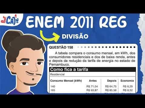 Thumbnail da aula: [ENEM 2011] 158 📘 DIVISÃO A tabela compara o consumo mensal, em kWh, dos consumidores residenciais e