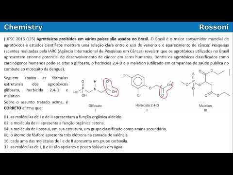Thumbnail da aula: UFSC 2016 Q35 - Agrotóxicos carcinogênicos liberados no Brasil