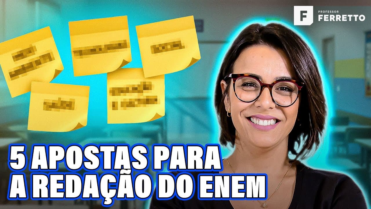 Thumbnail: 5 APOSTAS DE TEMAS PARA A REDAÇÃO DO ENEM🔥