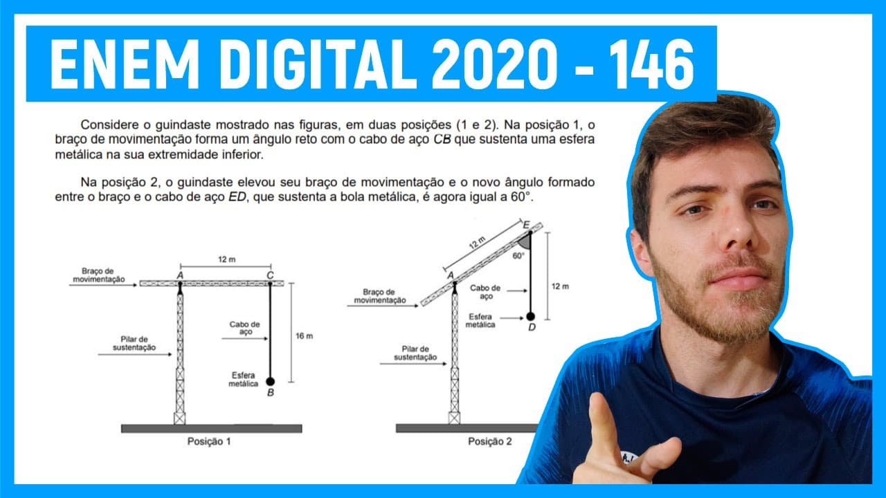 Thumbnail: 🛑Questão 146 Enem DIGITAL 2020 - TRIÂNGULOS ENEM - Considere o guindaste mostrado nas figura...