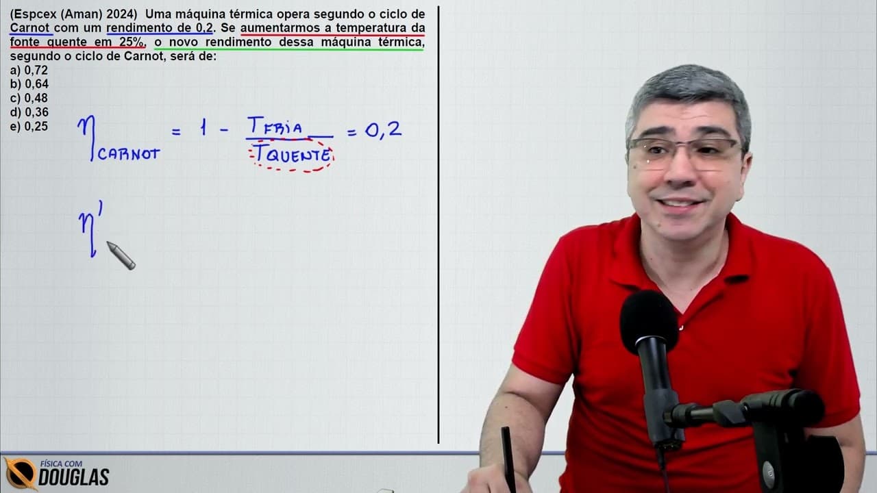Thumbnail: (Espcex (Aman) 2024)  Uma máquina térmica opera segundo o ciclo de Carnot com um rendimento de 0,2.