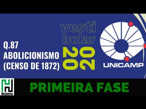 Thumbnail da aula: Unicamp 2020 Q.87 Abolição da Escravidão (Q7 Lista Segundo Reinado)