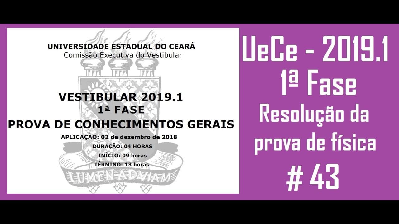 Thumbnail: Resolução da prova de FÍSICA – UECE – 2019/1 – 1ª FASE Questão:43.