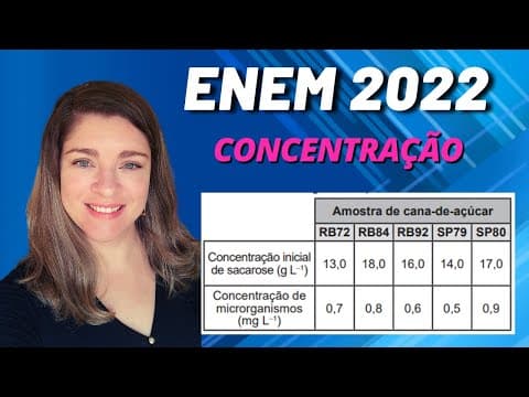 Thumbnail da aula: Concentração | (Enem 2022) O etanol é um combustível produzido a partir da fermentação da sacarose