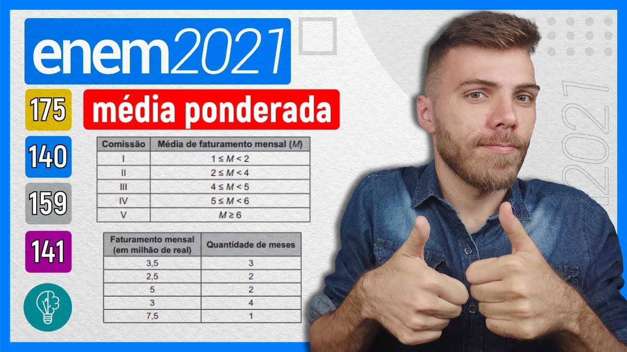 Thumbnail: 🛑140 Enem 2021 - MÉDIA PONDERADA - Uma grande rede de supermercados adota um sistema de avaliação