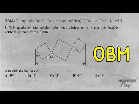 Thumbnail da aula: OBM - ÂNGULOS EM RETAS PARALELAS CORTADAS POR UMA RETA TRANSVERSAL - 1ª Fase - Nível 3