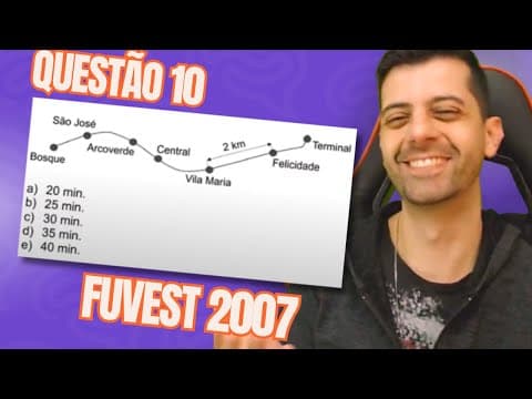 Thumbnail da aula: FUVEST 2007 - Q10 - Um passageiro, viajando de metrô fez o registro de