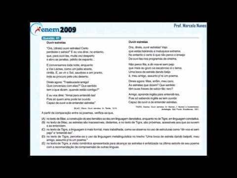 Thumbnail da aula: Enem 2009 (vazada): intertextualidade (poema x poema).