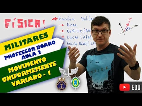 Thumbnail da aula: Movimento Uniformemente Variado - MILITARES - Professor Boaro - Aula 2