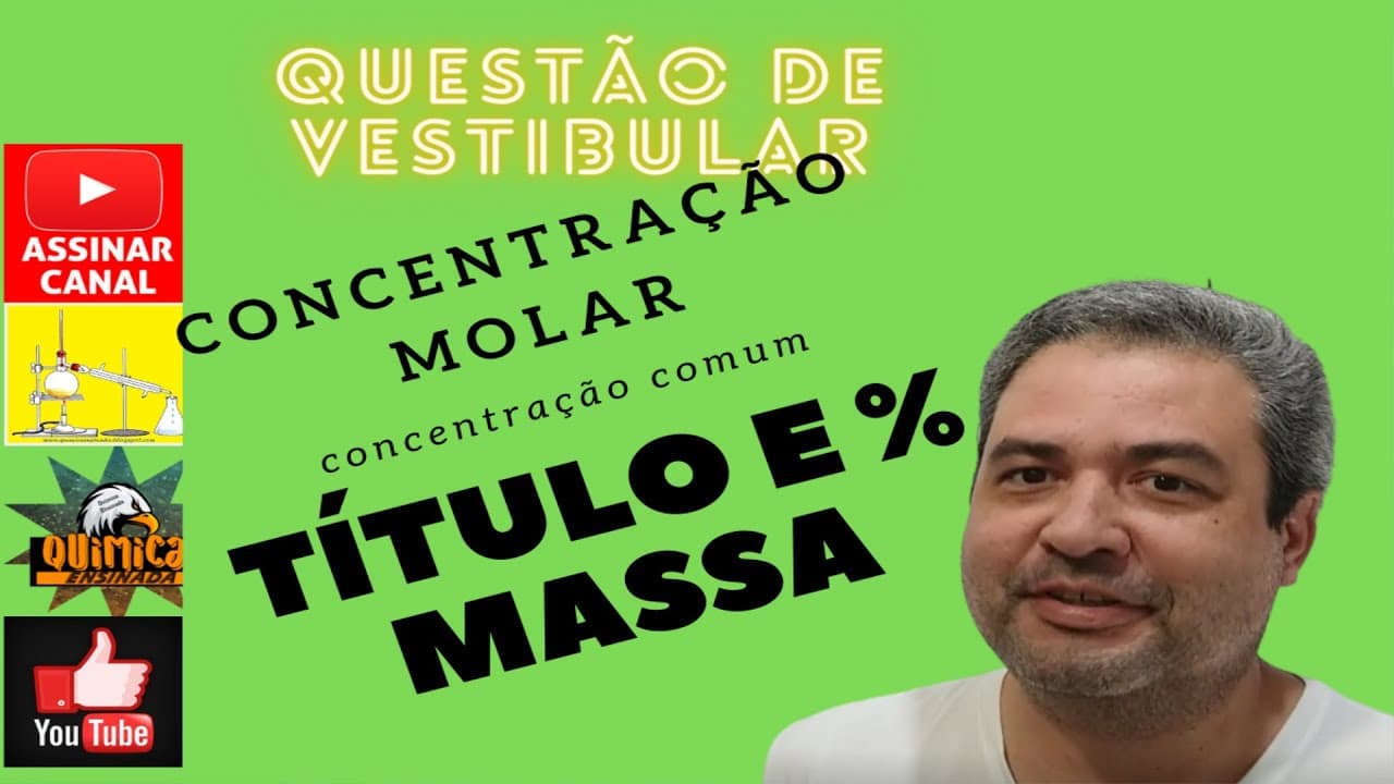 Thumbnail: Questão de vestibular Química - UEPG - 2021 %Massa Título Concentração Comum e Concentração Molar.