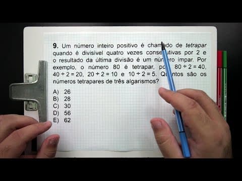 Thumbnail da aula: ⚠️ Gabarito OBMEP 2019 👉🏻 Quantos são os NÚMEROS TETRAPARES de Três Algarismos?