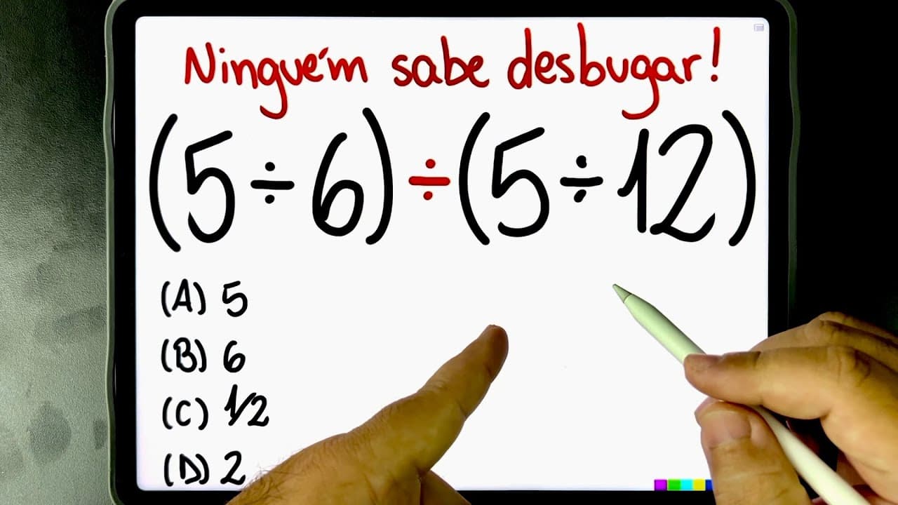 Thumbnail: 🔥 (5:6):(5:12) = ??? DIVISÃO QUE NINGUÉM SABE RESOLVER! 😱 Você consegue?