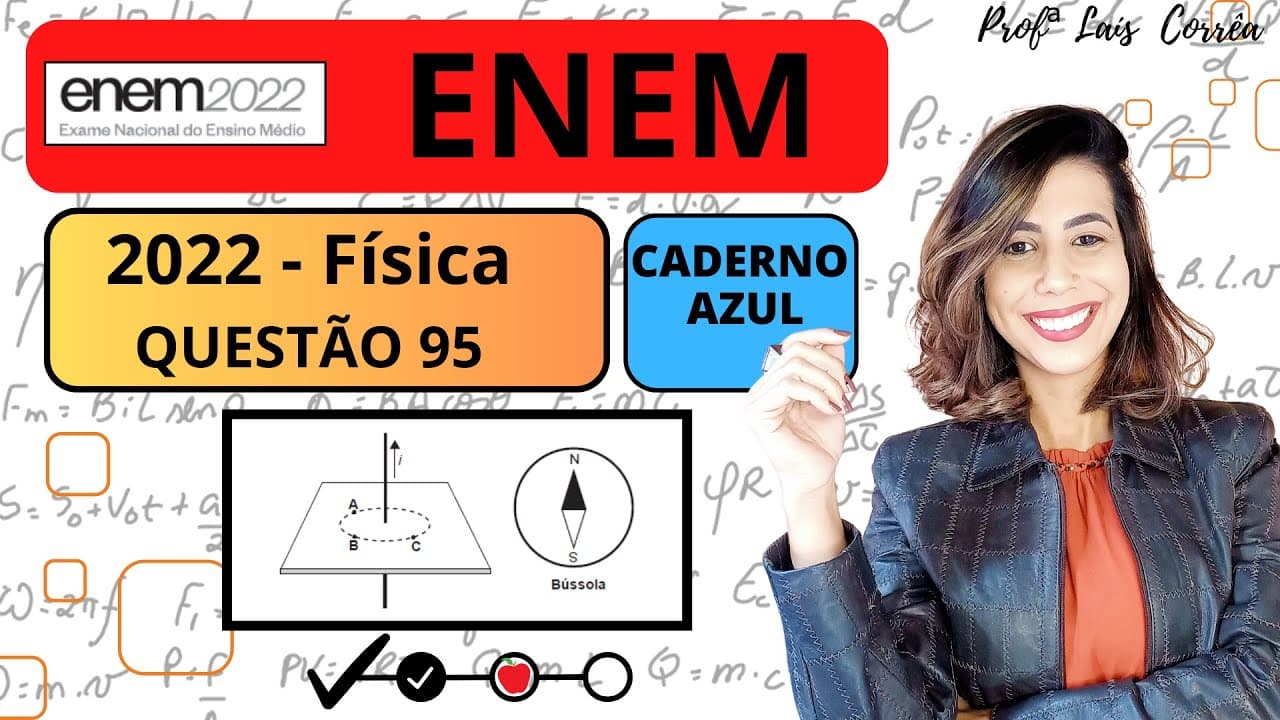 Thumbnail: 🟠 FÍSICA / ENEM 2022 / QUESTÃO 95 / CADERNO AZUL  / O físico Hans C. Oersted observou que um fio...