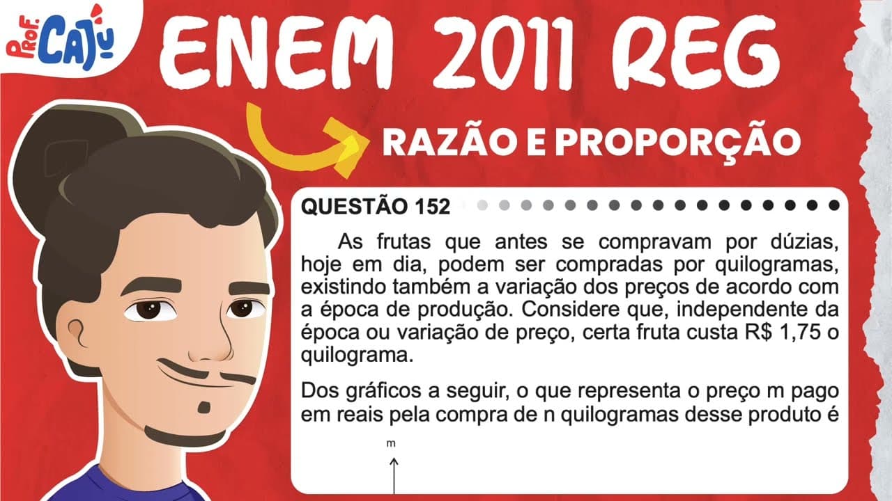 Thumbnail: [ENEM 2011] 152 📘 RAZÃO E PROPORÇÃO As frutas que antes se compravam por dúzias, hoje em dia, podem