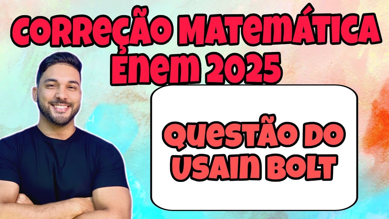 Thumbnail: ENEM 2025 - MATEMÁTICA | NO ATLETISMO, UM GRANDE DESAFIO DA PROVA DE 100 METROS RASOS É A SUA...