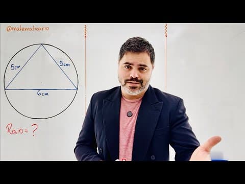 Thumbnail da aula: 📐 Problema ELEGANTE de Geometria Plana com TRIÂNGULO ISÓSCELES inscrito na CIRCUNFERÊNCIA: Raio = ?