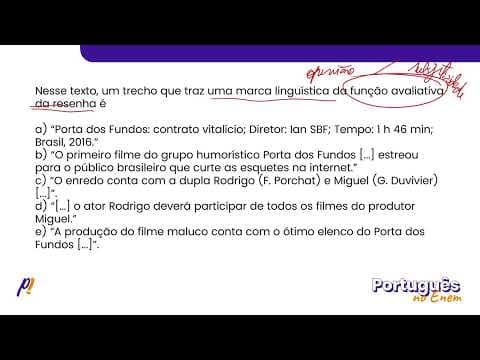 Thumbnail da aula: ENEM DIGITAL 2020 - ESTUDOS DO TEXTO | Porta dos Fundos: contrato vitalício...