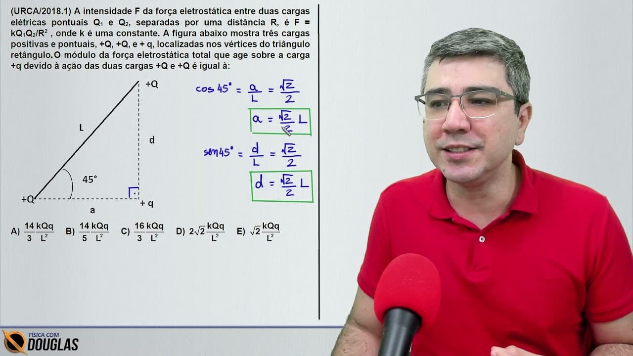Thumbnail: Revisão por questão URCA | Eletrostática | Conheça nosso curso no site fisicacomdouglas.com