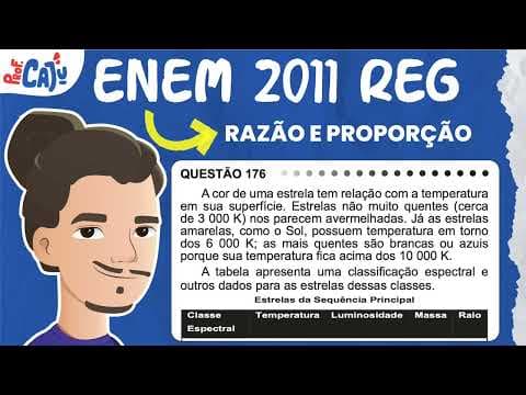 Thumbnail da aula: [ENEM 2011] 176 📘 RAZÃO E PROPORÇÃO A cor de uma estrela tem relação com a temperatura em sua