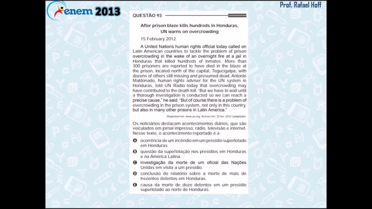 Thumbnail: Inglês Enem 2013: compreensão de texto.