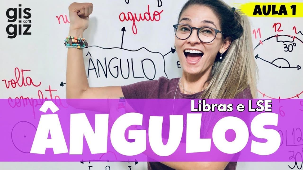 Thumbnail: [Libras e LSE]  ÂNGULOS - DEFINIÇÃO E TIPOS DE ÂNGULOS  | RETO, NULO, AGUDO, OBTUSO