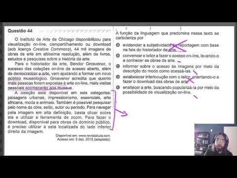 Thumbnail da aula: ENEM 2019 - Linguagens | Questao 44 (Prova Amarela) - Museu on-line