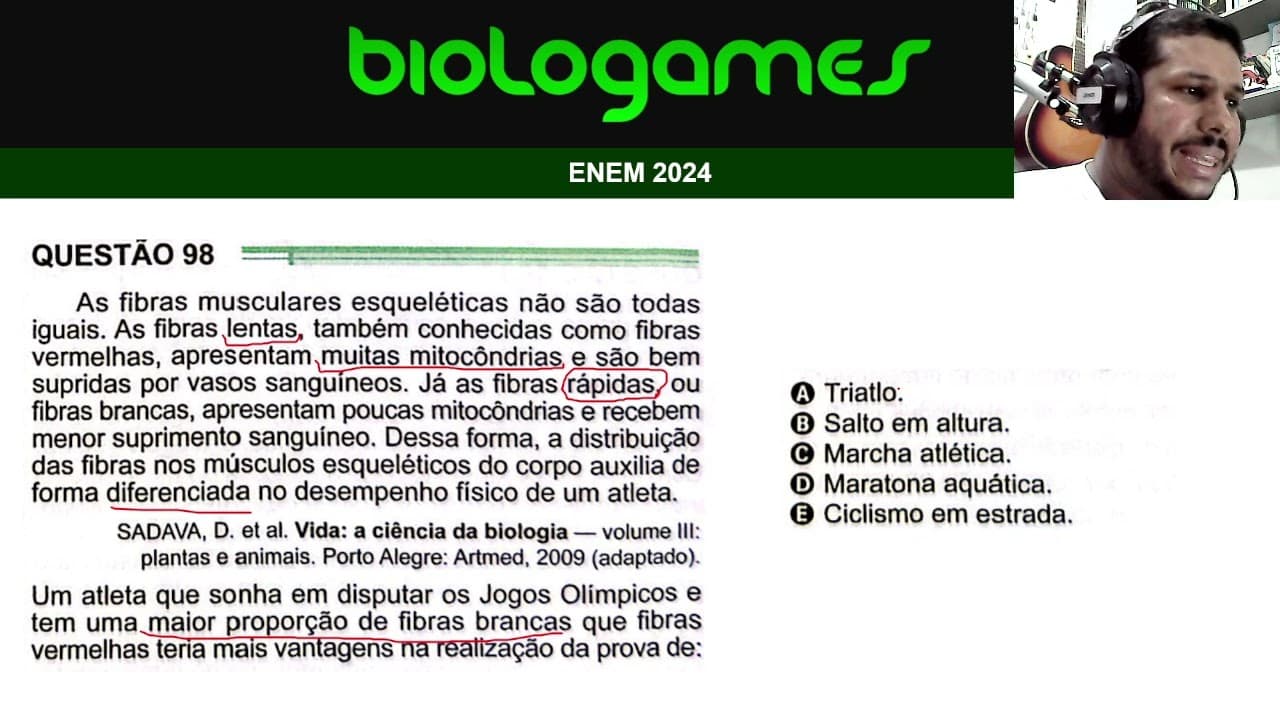 Thumbnail: ENEM 2024 - PROVA VERDE - Questão 98