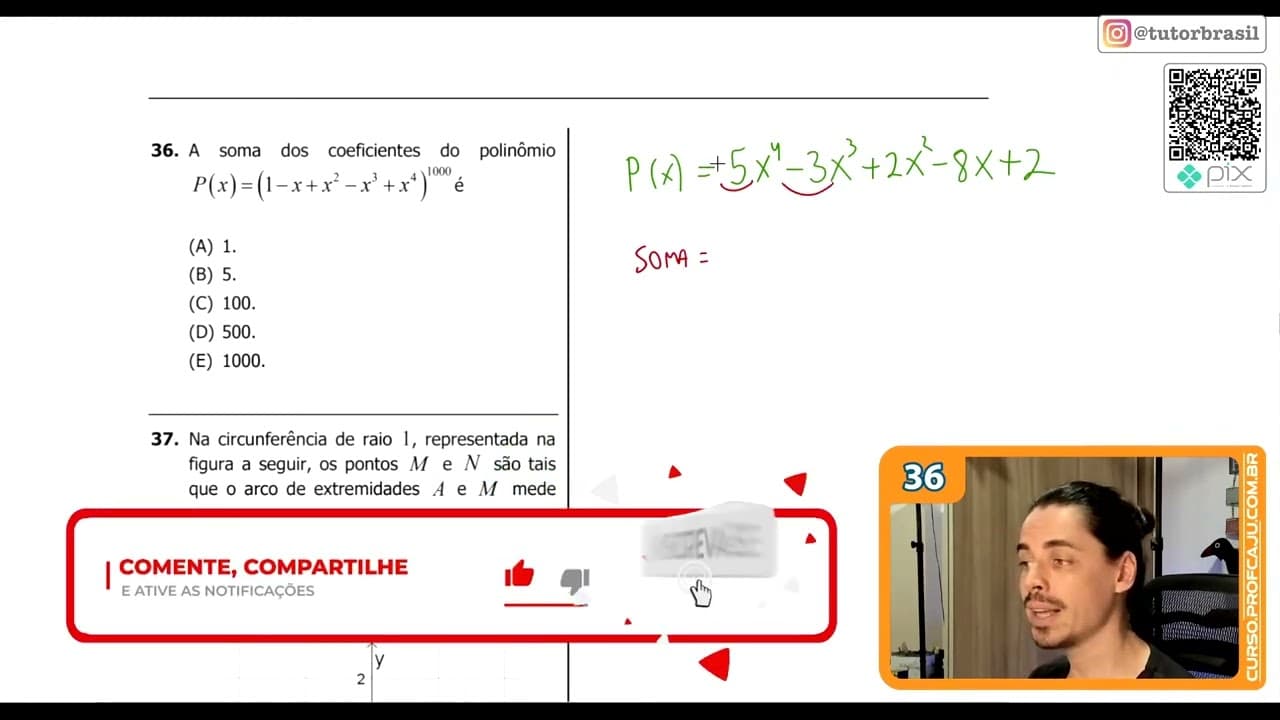 Thumbnail: [UFRGS 2019] 36 - A soma dos coeficientes do polinômio