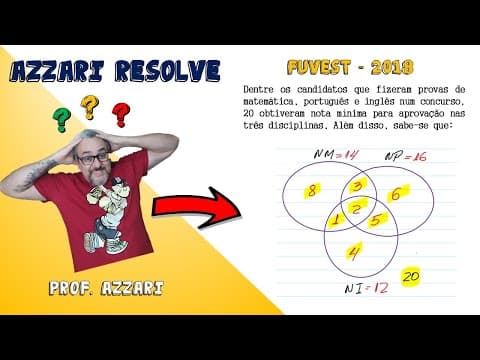 Thumbnail da aula: (Fuvest-2018) Dentre os candidatos que fizeram provas de matemática português e inglês num concurso