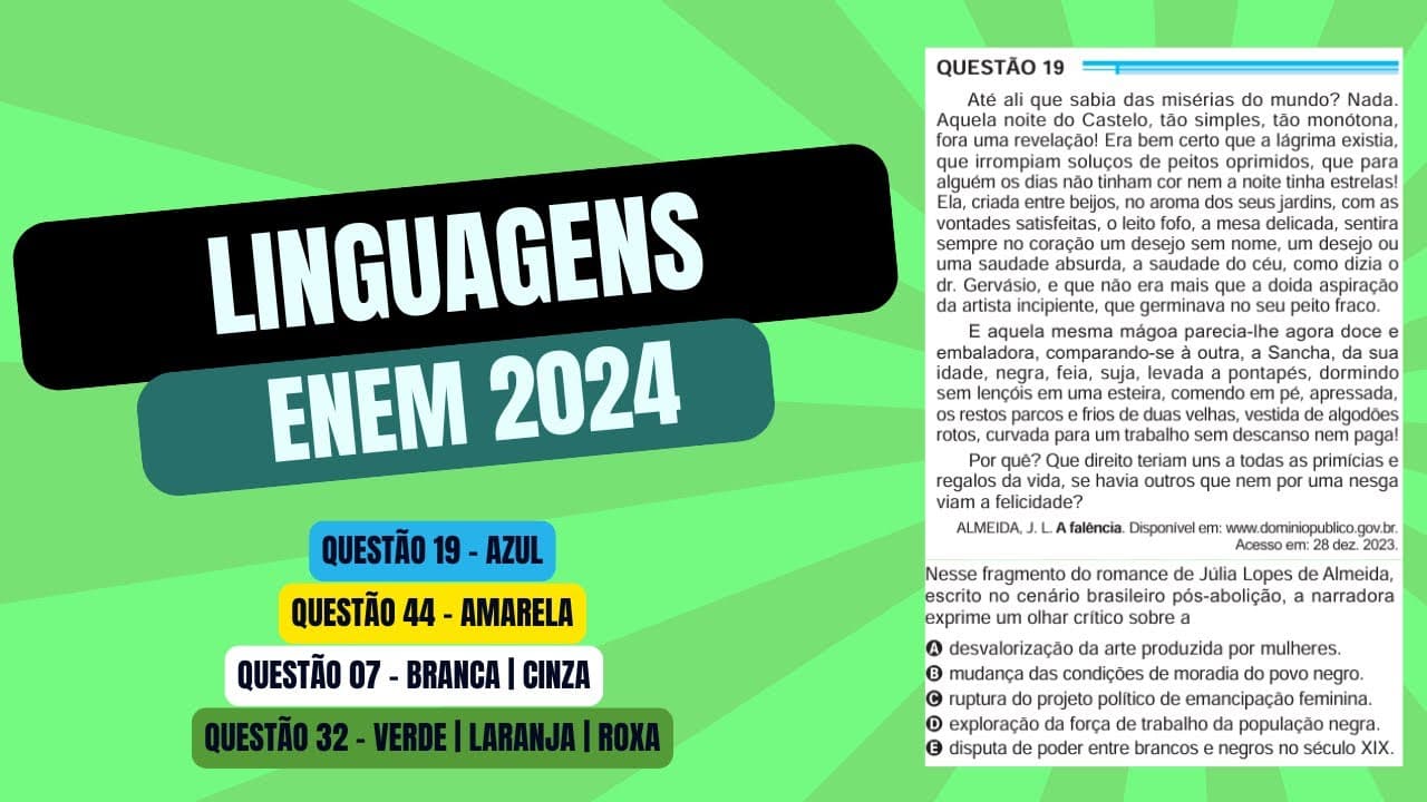 Thumbnail: Resolução questão 19 (PROVA AZUL) | Linguagens ENEM 2024