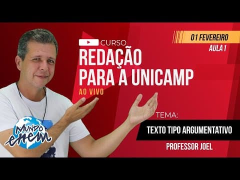 Thumbnail da aula: REVISÃO DE REDAÇÃO PARA A 2ª FASE UNICAMP - TEXTO TIPO ARGUMENTATIVO
