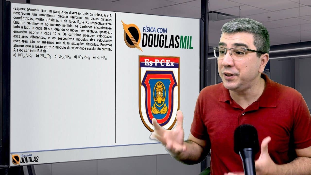 Thumbnail: Física com Douglas Militar | EsPCEx | Cinemática | Em um parque de diversão, dois carrinhos