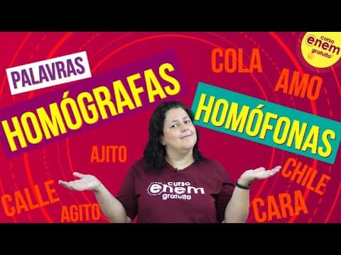 Thumbnail da aula: O QUE SÃO PALAVRAS HOMÓGRAFAS E HOMÓFONAS? | Resumo de Espanhol para o Enem