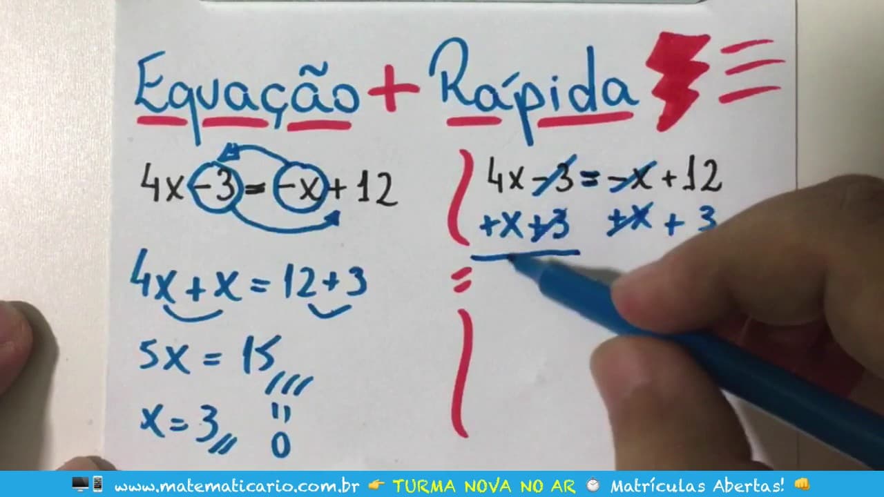Thumbnail: ⏱ COMO RESOLVER EQUAÇÃO RAPIDAMENTE? 👉 Minuto Matemática