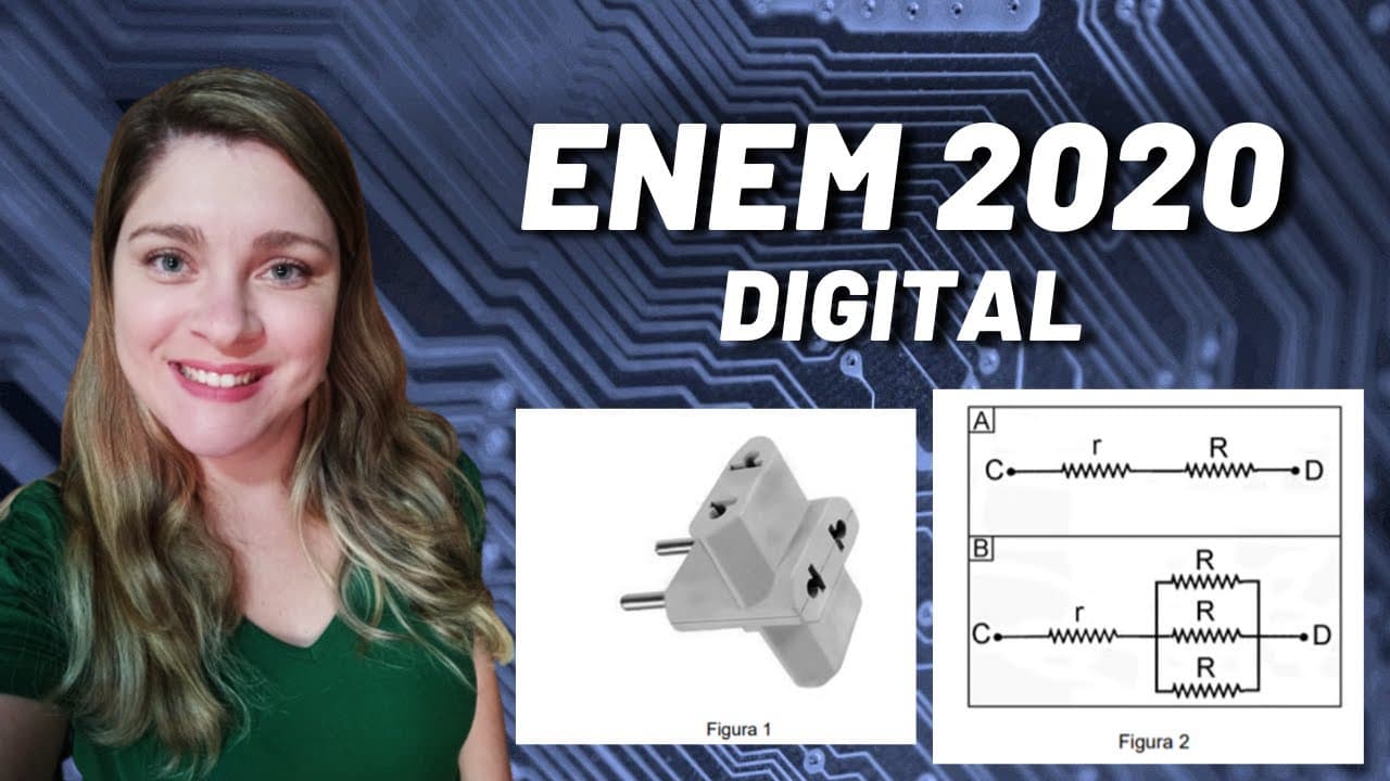 Thumbnail: Enem 2020 digital | Eletrodinâmica | " O adaptador de tomada tipo T (Figura 1) é um acessório ...