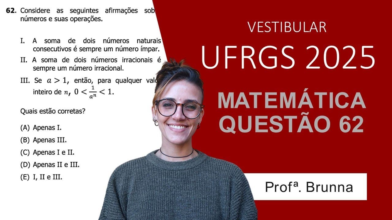 Thumbnail: Resolução Matemática UFRGS 2025 - Questão 62