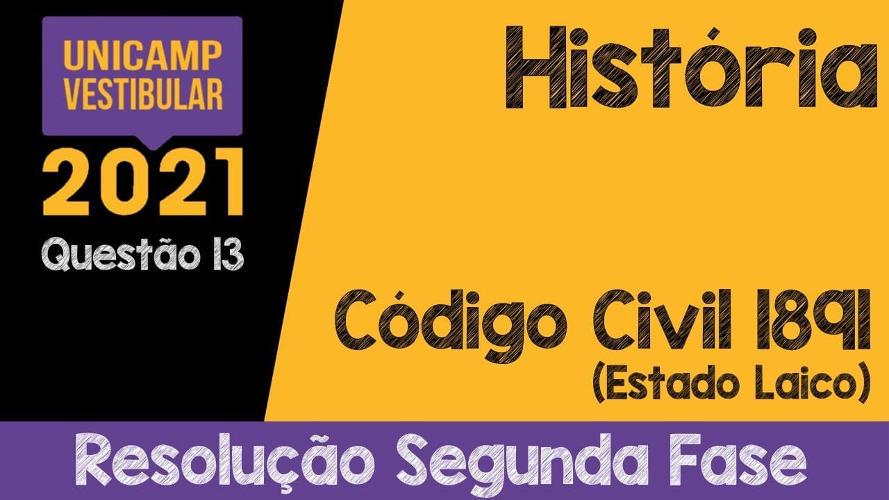 Thumbnail: Unicamp 2021 Q13 Código Civil Republicano de 1891 - Estado Laico (Resolução História Segunda Fase)
