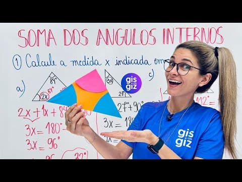 Thumbnail da aula: ÂNGULOS NO TRIÂNGULO - SOMA DOS ÂNGULOS INTERNOS  - EXERCÍCIOS