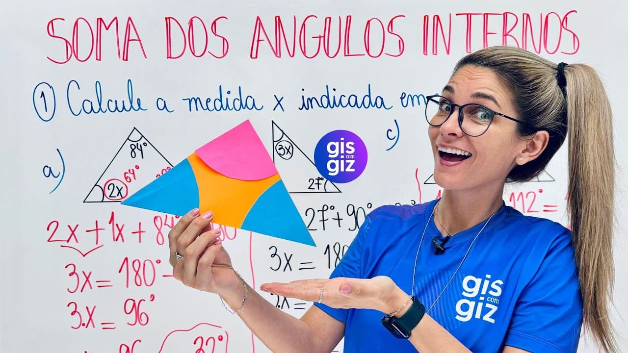 Thumbnail: ÂNGULOS NO TRIÂNGULO - SOMA DOS ÂNGULOS INTERNOS  - EXERCÍCIOS