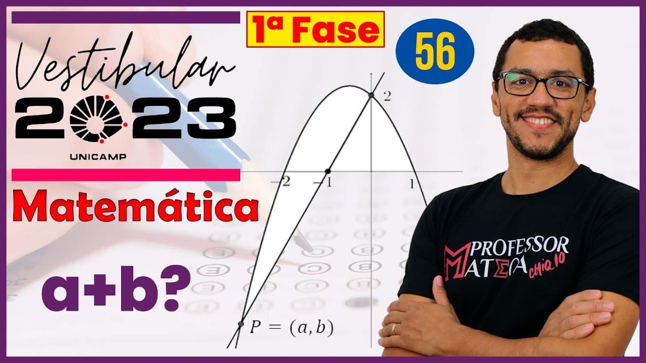 Thumbnail: Unicamp 2023 | Questão 56 | Matemática | Qual o valor de a+b?