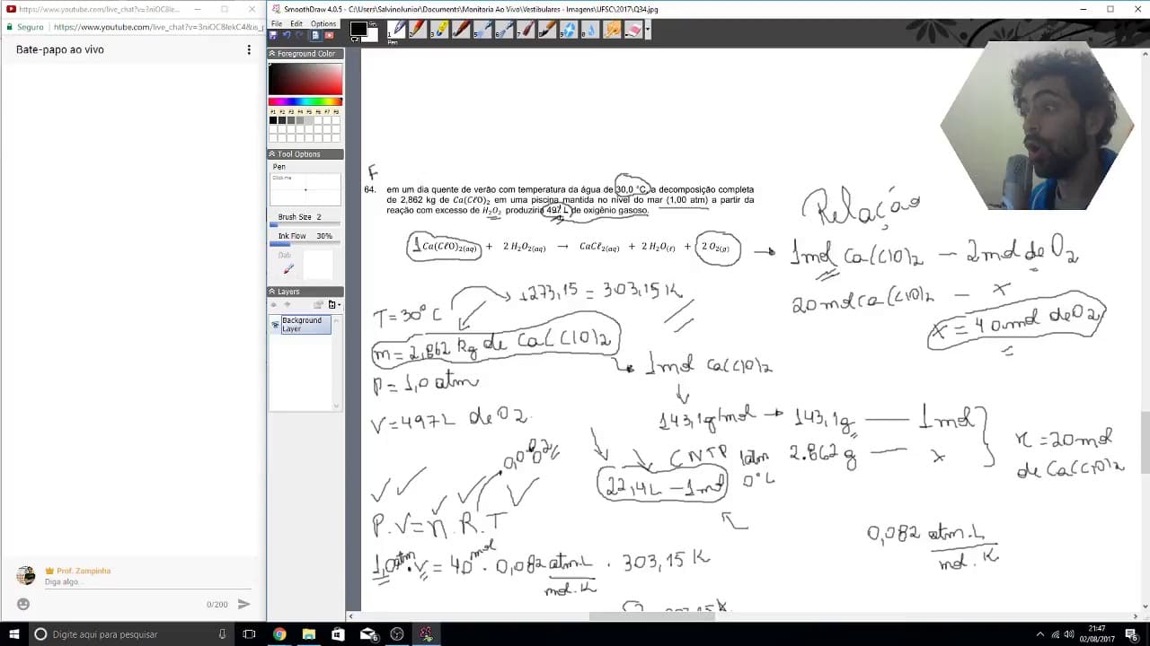 Thumbnail: [Monitoria Ao Vivo] Química - Questão 34 UFSC 2017 - Prof° Zampinha.