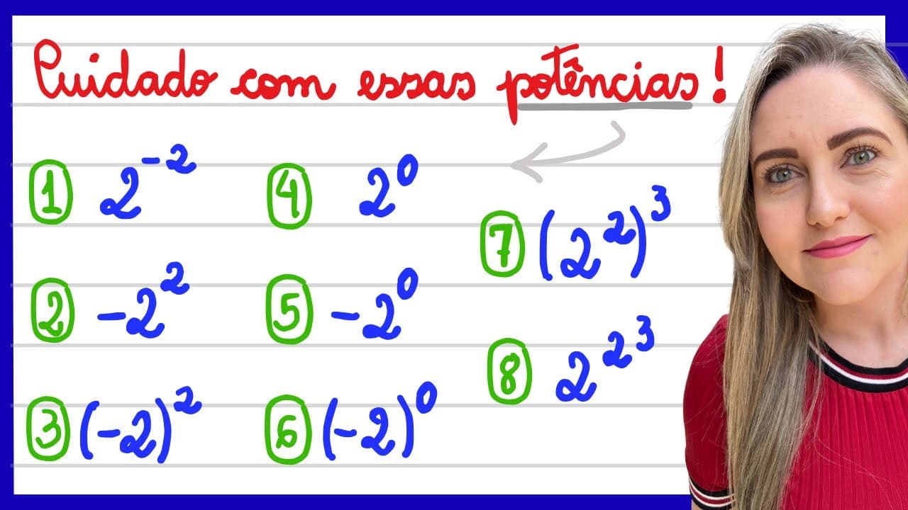 Thumbnail: PARE DE ERRAR ESSAS POTÊNCIAS! EXPLICAÇÃO DE POTENCIAÇÃO PARA APRENDER MATEMÁTICA AGORA!