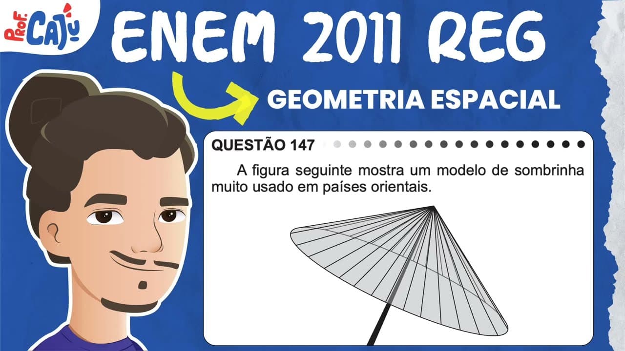 Thumbnail: [ENEM 2011] 147 📘 GEOMETRIA ESPACIAL A figura seguinte mostra um modelo de sombrinha muito usado em