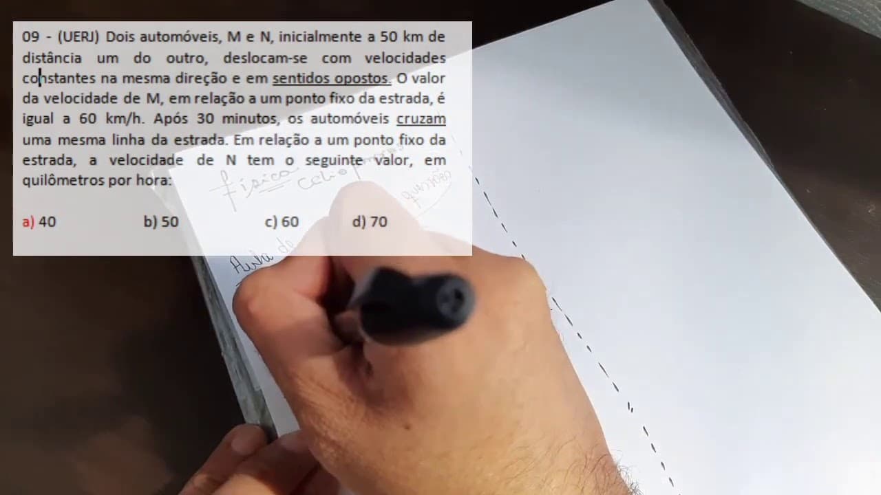 Thumbnail: FÍSICA 01 - Resolução de questão de cinemática - Velocidade média (Foco na UERJ)