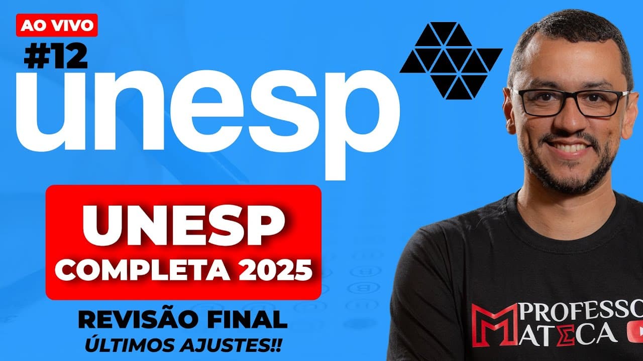 Thumbnail: Revisão UNESP 2026 | Resolução Completa da prova de Matemática 2025 #12