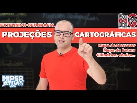 Thumbnail da aula: Geografia pro Enem - Projeções Cartográficas - cartografia - Mapa de Mercator, Peters e Muito Mais!